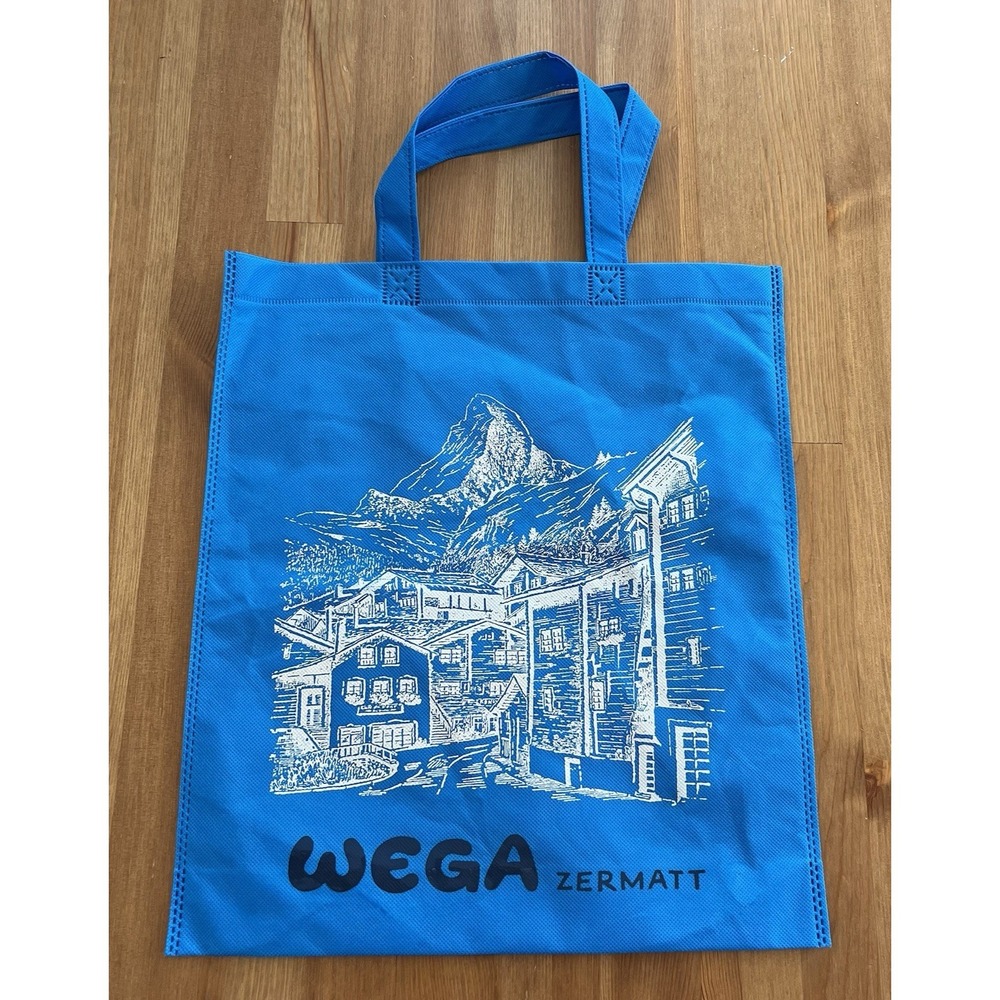 Wega Zermatt Tote Bag Blue Souvenir Switzerland Lightweight 13x15